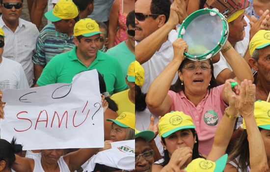 Laurinho e seu grupo ficou ao lado esquerdo do trio, enquanto a prefeita Tânia tocando pandeiro caiu na dança com os correligionários.