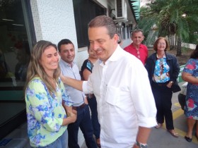 Governador licenciado de Pernambuco esteve em Feira acompanhado da pré candidata ao Governo da Bahia Lídice da Mata