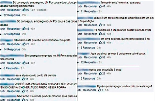 Os comentários ofendiam a jornalista.