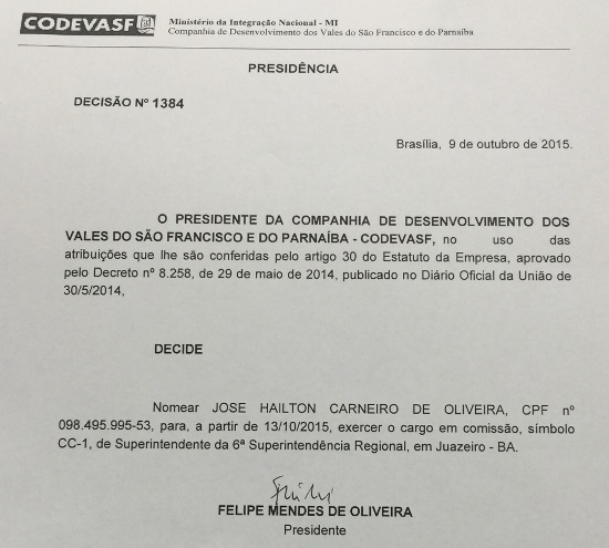 zé hailton nomeado superintendente da codevasf-4