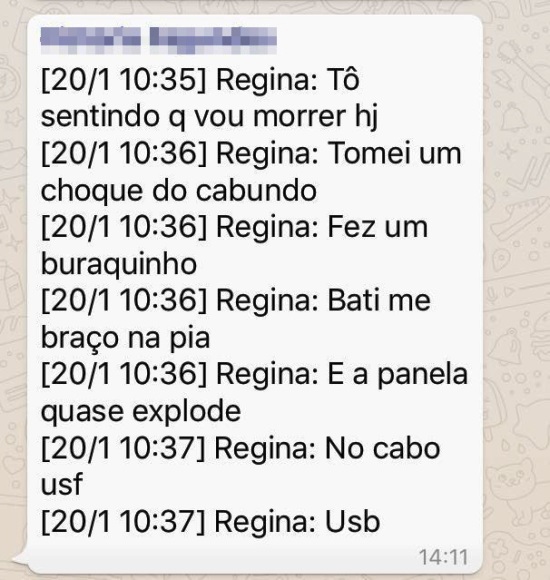 Conversa da jovem com uma amiga por volta das 10h30, horas antes de morrer.