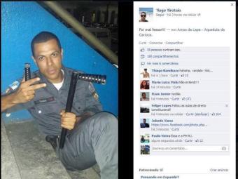 A foto foi registrada no Arco da Lapa, após confronto entre policiais e manifestantes Foto: Reprodução Facebook