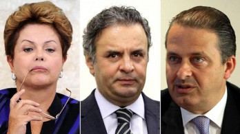 A ordem dos três primeiros: Dilma (PT) Aécio (PSDB) Eduardo (PSB).