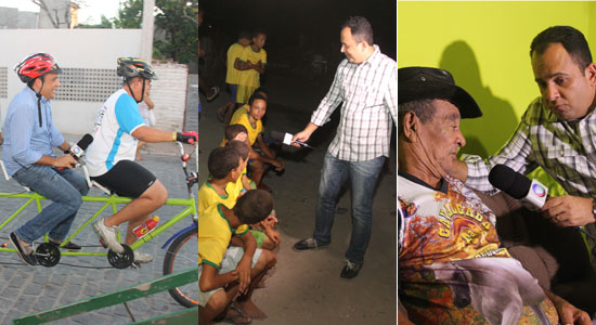 Jorge Araújo na bicicleta com Boba, entrevistando os 12 irmãos e no bate papo com Sr Nascimento