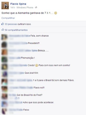 Ao acordar postou o placar e o sonho virou realidade