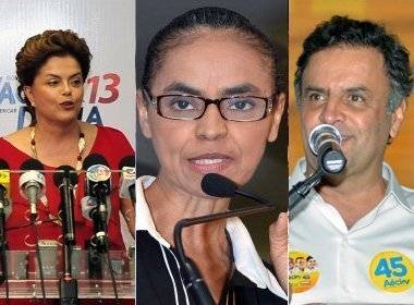 Dilma Rousseff (PT), Marina Silva (PSB) e Aécio Neves (PSDB)