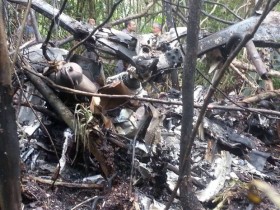 Helicóptero pegou fogo ao cair na mata