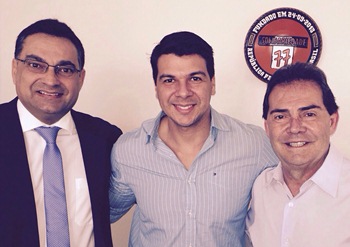 Da esquerda para a direita: Luciano Araújo presidente estadual, Bruno Gomes presidente municipal e Paulinho da Força Sindical presidente nacional do SD.