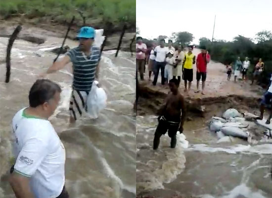 Travessia teve que ser com muito cuidado na estrada de Aroeira.