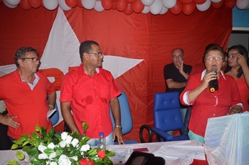 Deputada Fátima Nunes ao lado de Germano e ex-prefeito de Camaçari Luiz Caetano.