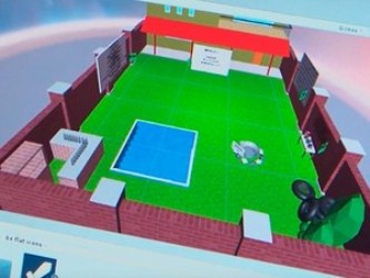 Imagem do quintal em 3D que faz parte do jogo criado pelos estudantes