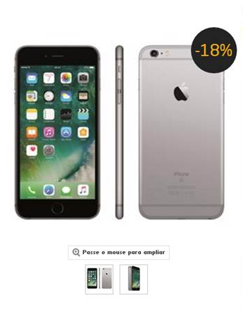 iPhone 6S é um dos produtos que está sendo vendido como se houvesse um desconto, mas houve aumento de certca de 20% (Foto: Reprodução) Play Unmute Fullscreen Play Unmute Fullscreen