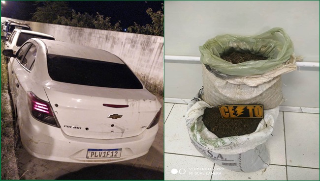 Policia Militar prende dois indivíduos após tentativa de fuga em carro com 16 kg de maconha
