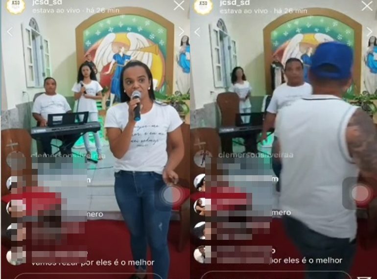 Indivíduo invade igreja em plena Live e destrói imagem de santa